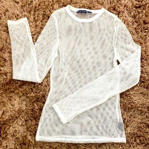 Derek Heart white mesh top.